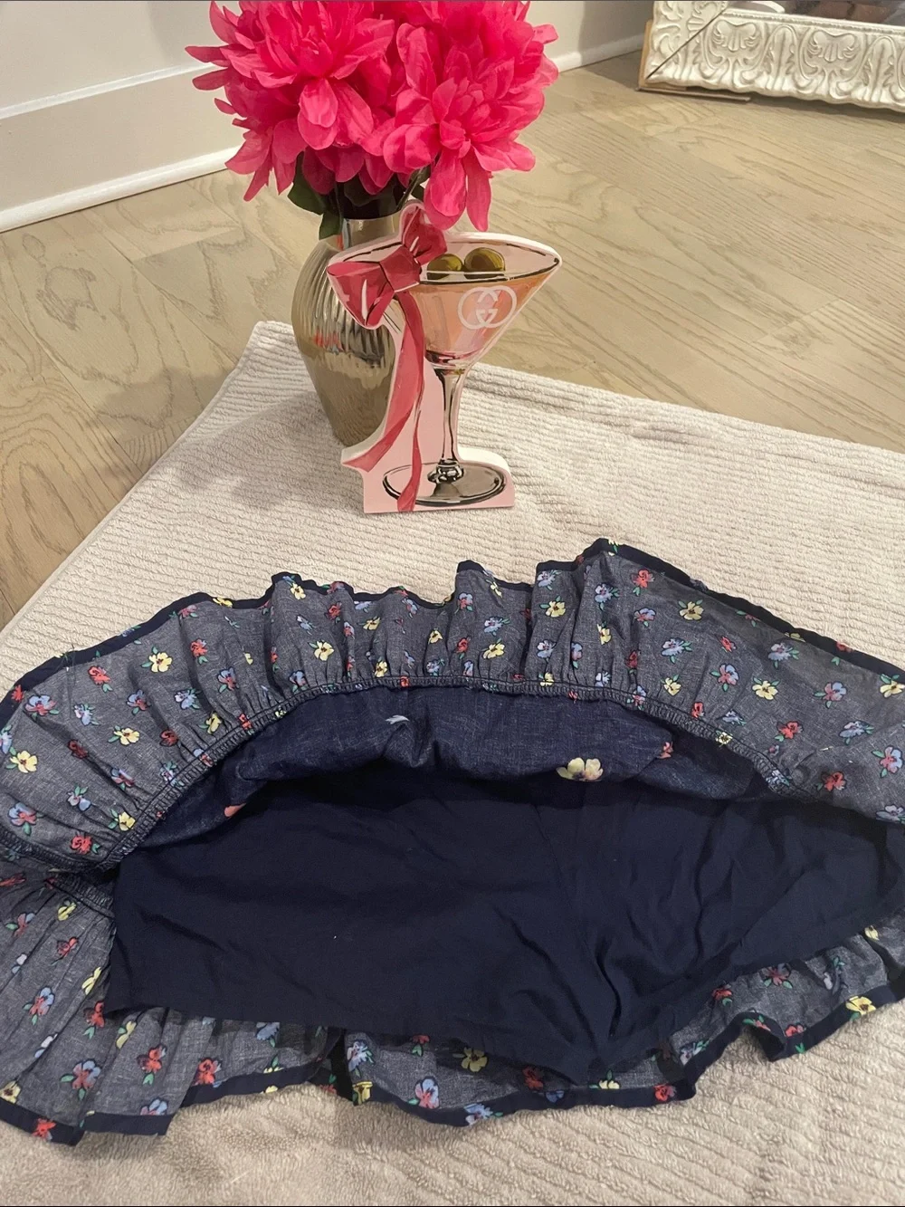 GAP Navy Floral Tiered Skater Skirt